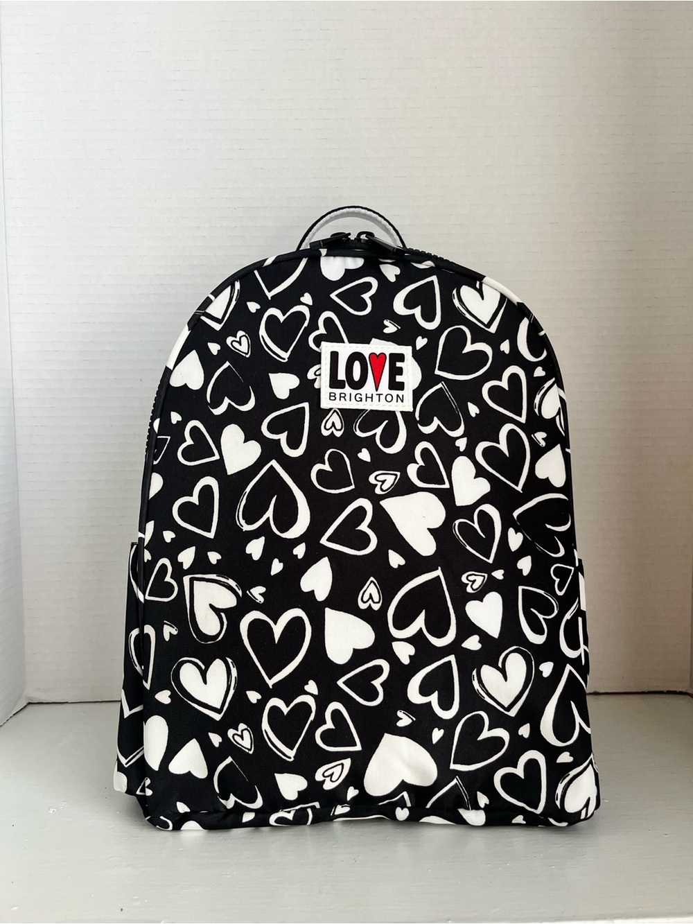 Brighton Black & White Heart Print Kids Jacket Backpack